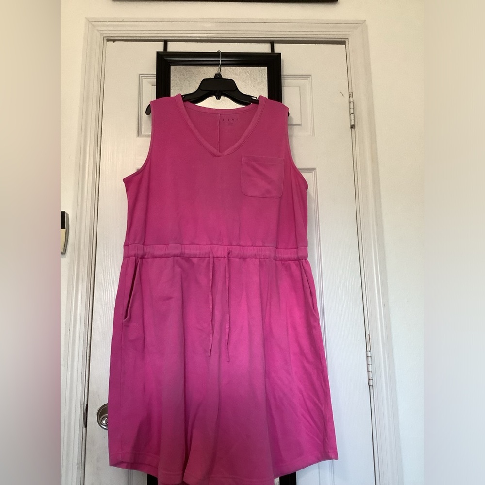 Lane Bryant LIVI V-Neck French Terry Dress 22/24 Pink